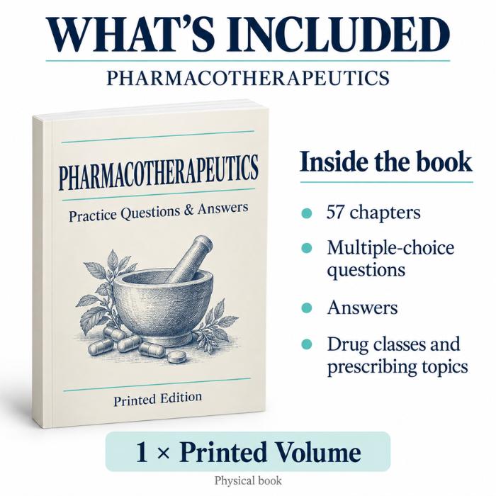 Pharmacotherapeutics Practice Questions & Answers – Printed Edition-PrepWithLaila