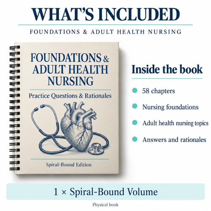Foundations and Adult Health Nursing Practice Questions & Rationales – Spiral-Bound Edition-PrepWithLaila